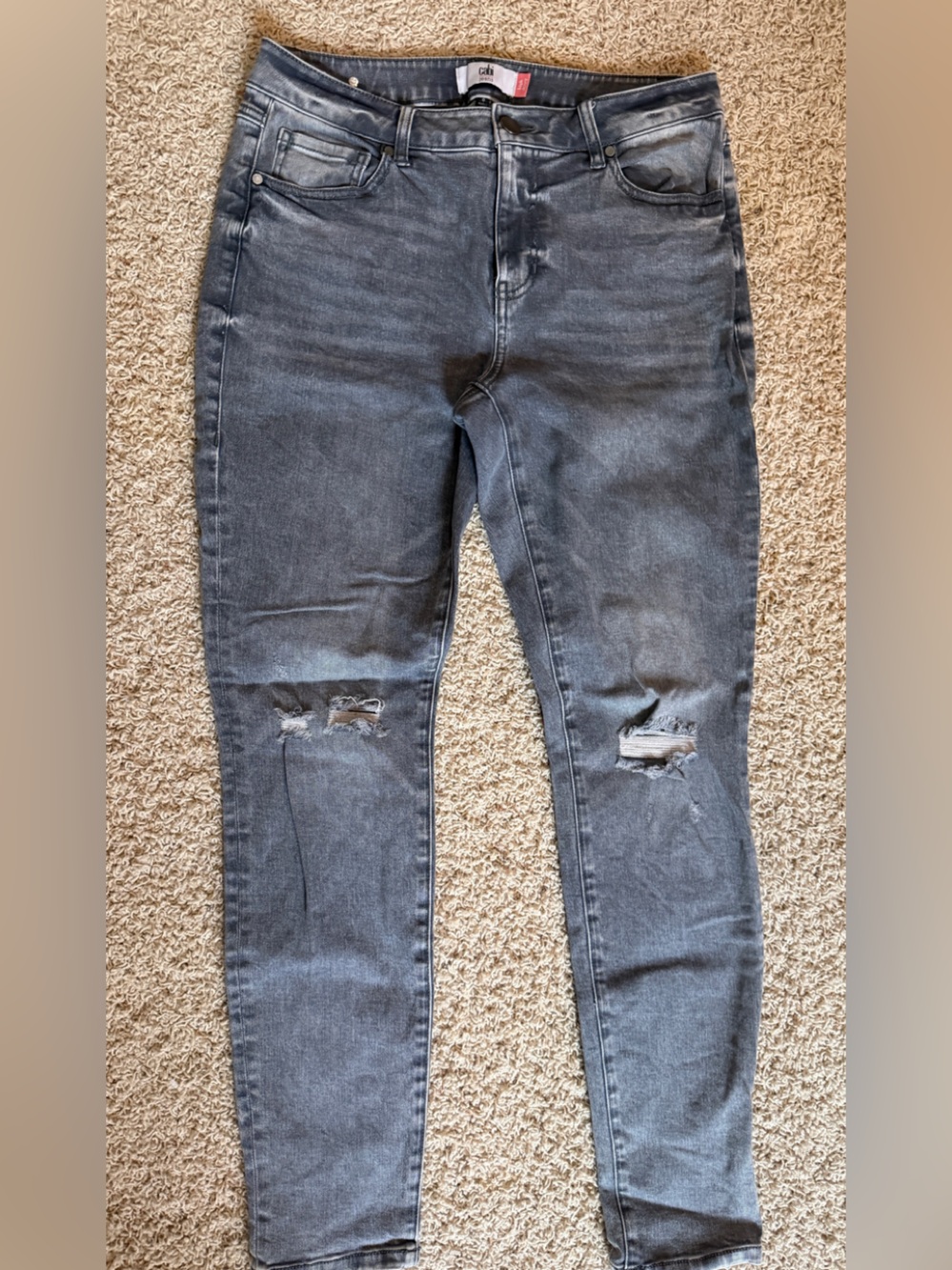 CAbi Women's Distressed Gray Skinny Jeans